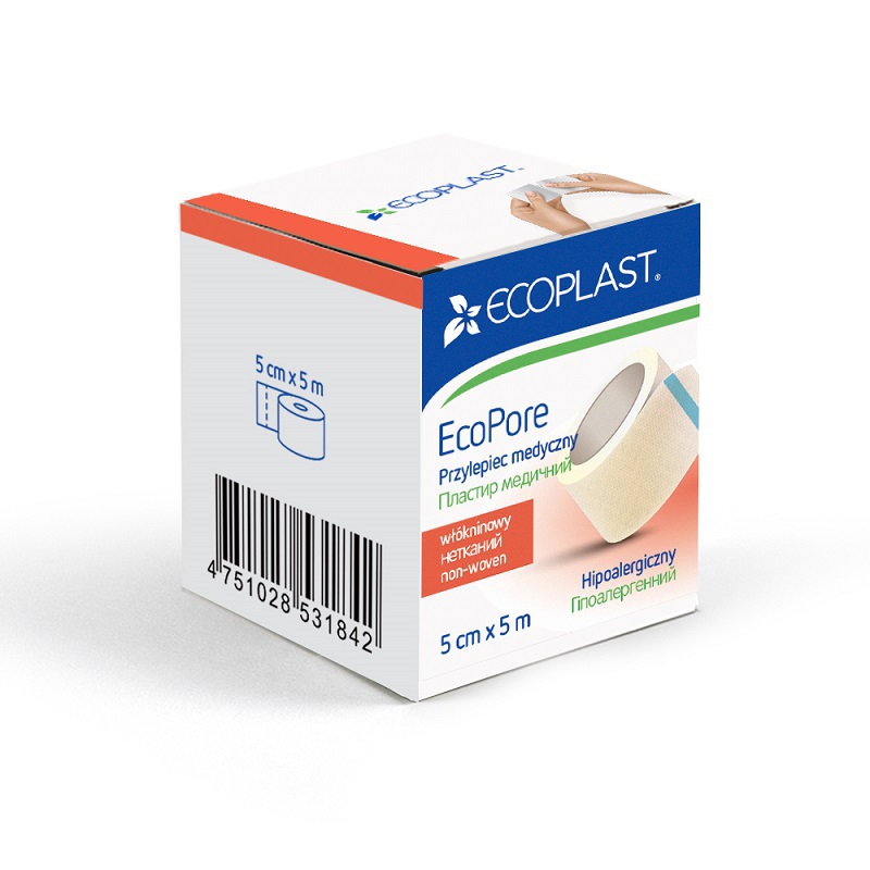 Пластир медичний нетканий 2.5 см x 500 cм "ЕкоПор (папер)